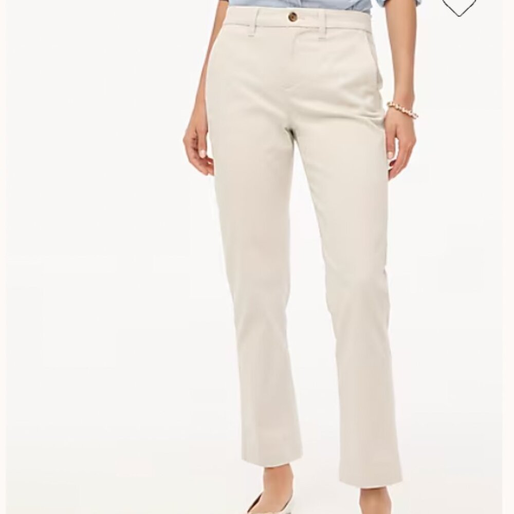 J. Crew High-Rise Girlfriend Chino Pants Women’s Size 12 Cream, Straight Leg,